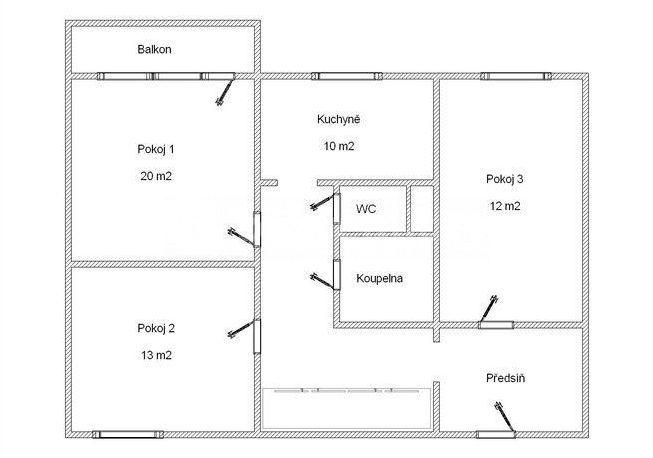 Pronájem bytu 3+1 70 m², Bzenecká, Brno, Jihomoravský kraj