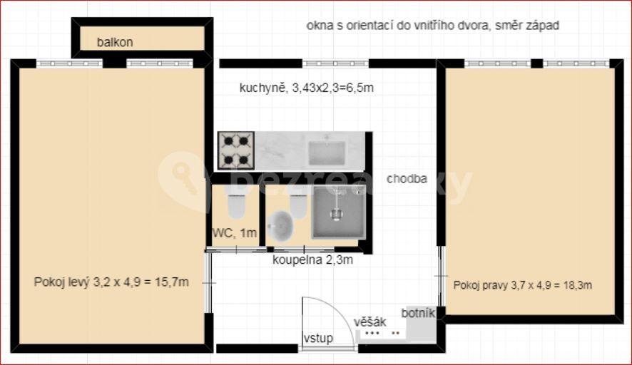 Pronájem bytu 2+1 54 m², Vranovská, Brno, Jihomoravský kraj