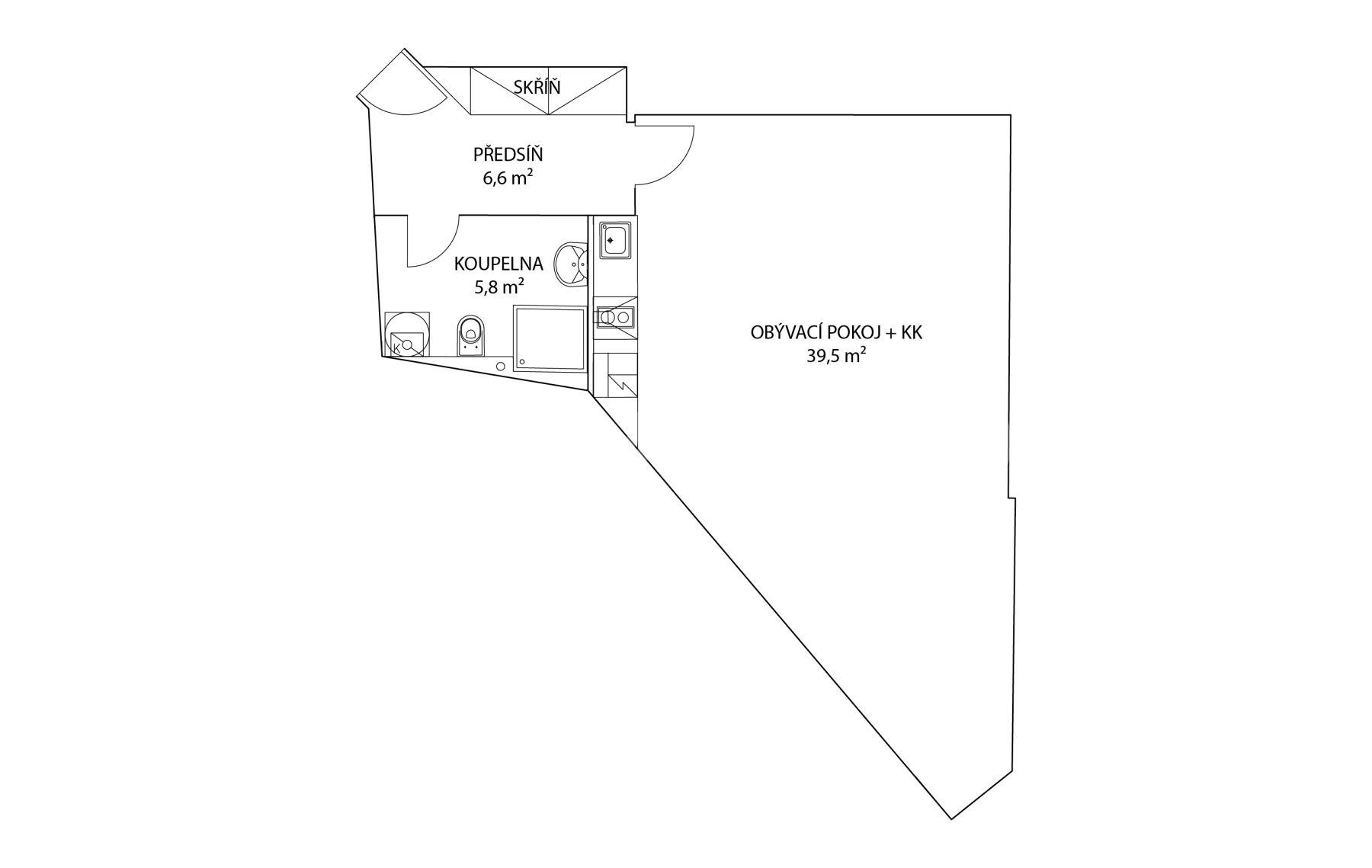 Pronájem bytu 1+kk 52 m², Bořivojova, Praha, Praha