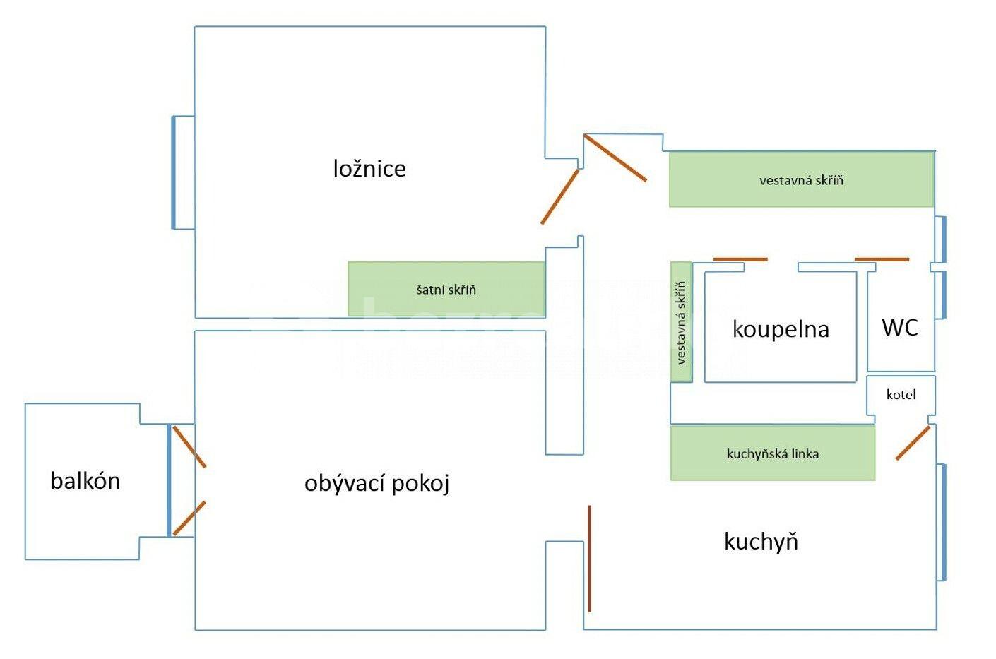 Pronájem bytu 2+1 52 m², Palackého, Mladá Boleslav, Středočeský kraj