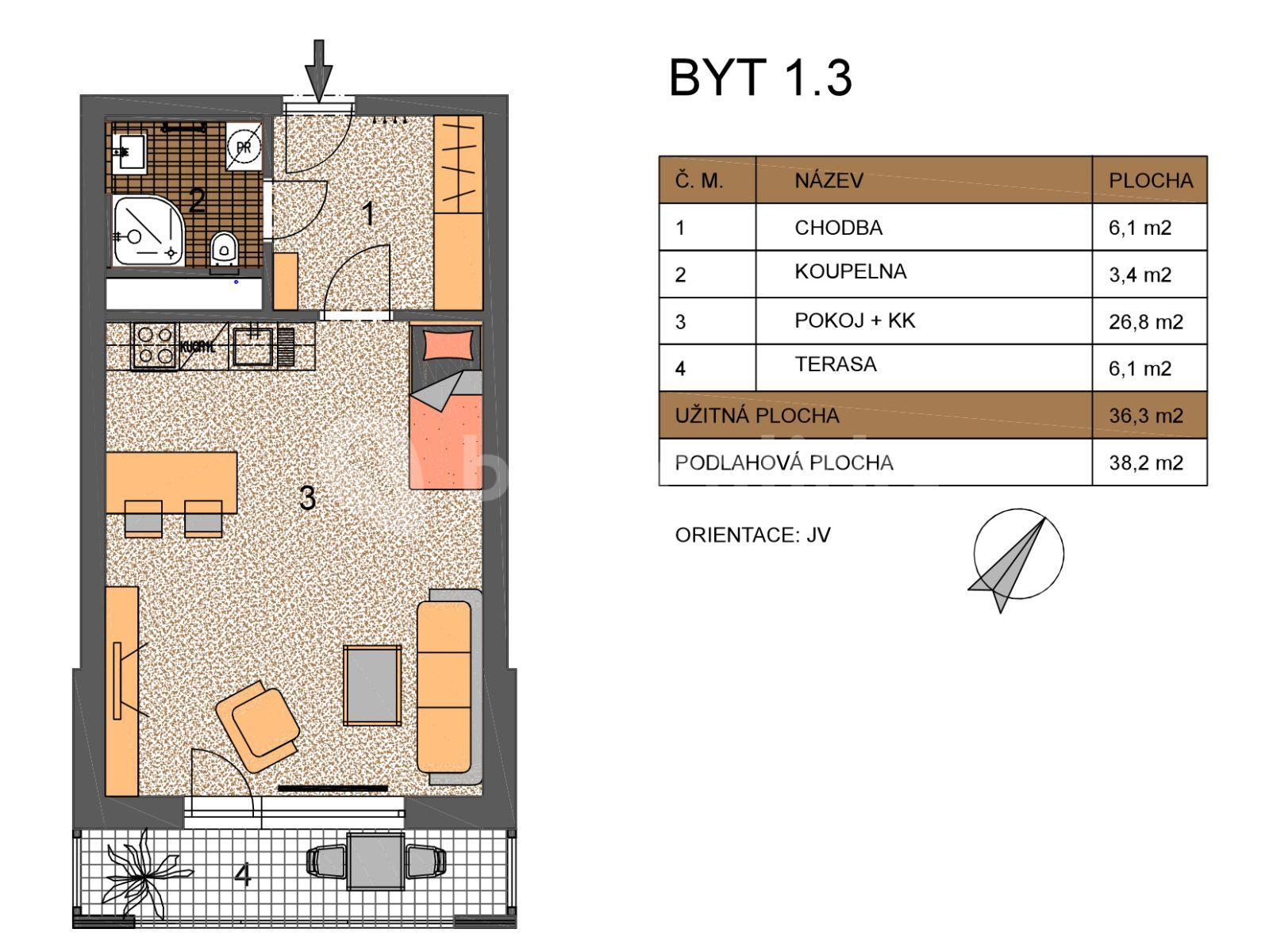 Pronájem bytu 1+kk 38 m², Kadečkové, Praha, Praha