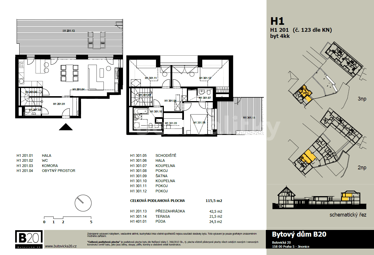 Pronájem bytu 4+kk 115 m², Butovická, Praha, Praha