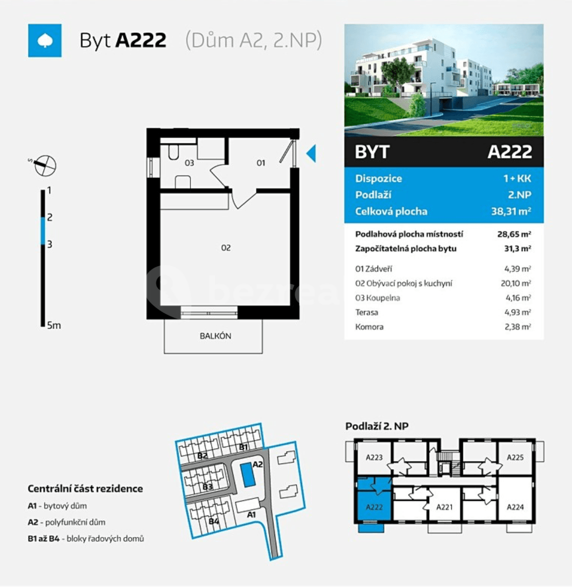 Pronájem bytu 1+kk 31 m², Na Výsluní, Lipník nad Bečvou, Olomoucký kraj