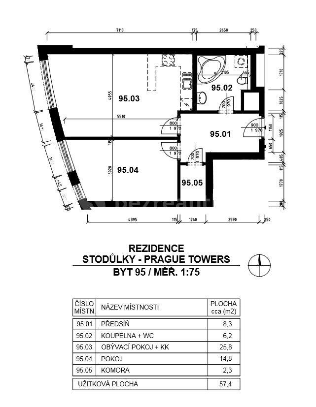 Pronájem bytu 2+kk 57 m², Tlumačovská, Praha, Praha