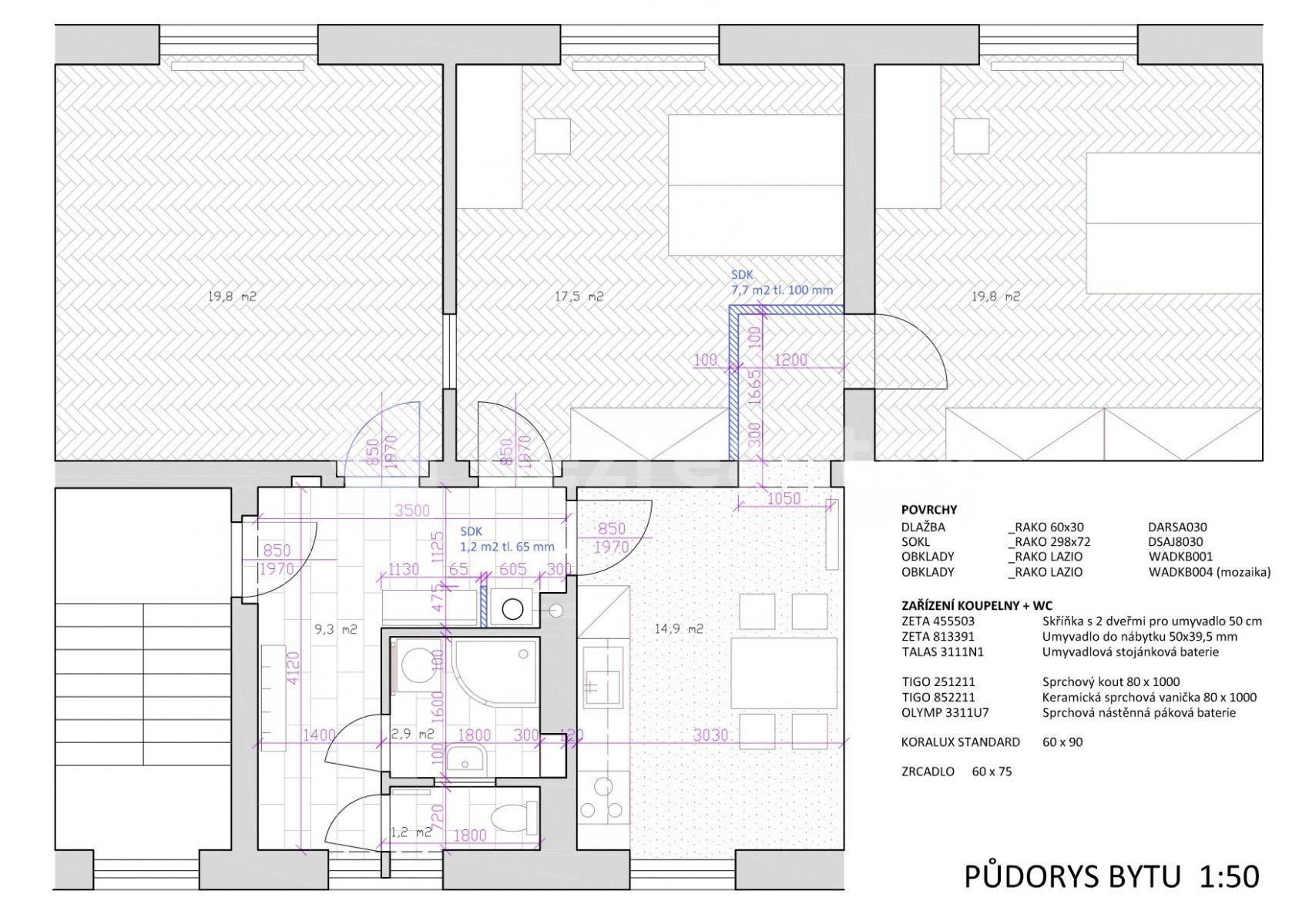 Pronájem bytu 3+1 70 m², Na Střelnici, Olomouc, Olomoucký kraj