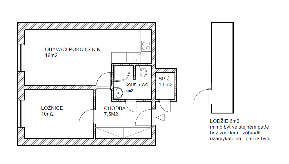 Pronájem bytu 2+kk 41 m², Kovařovicova, Praha, Praha