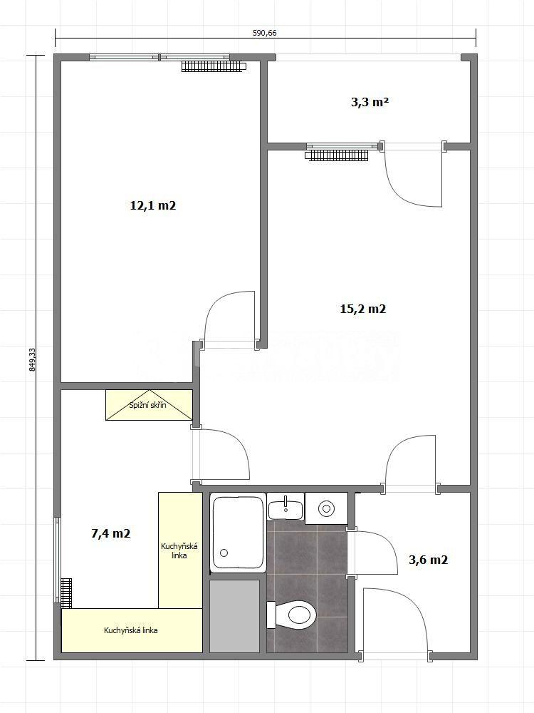 Pronájem bytu 2+1 43 m², Tererova, Praha, Praha