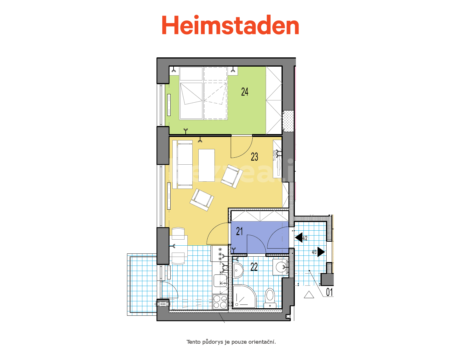 Pronájem bytu 2+kk 41 m², Řecká, Karviná, Moravskoslezský kraj