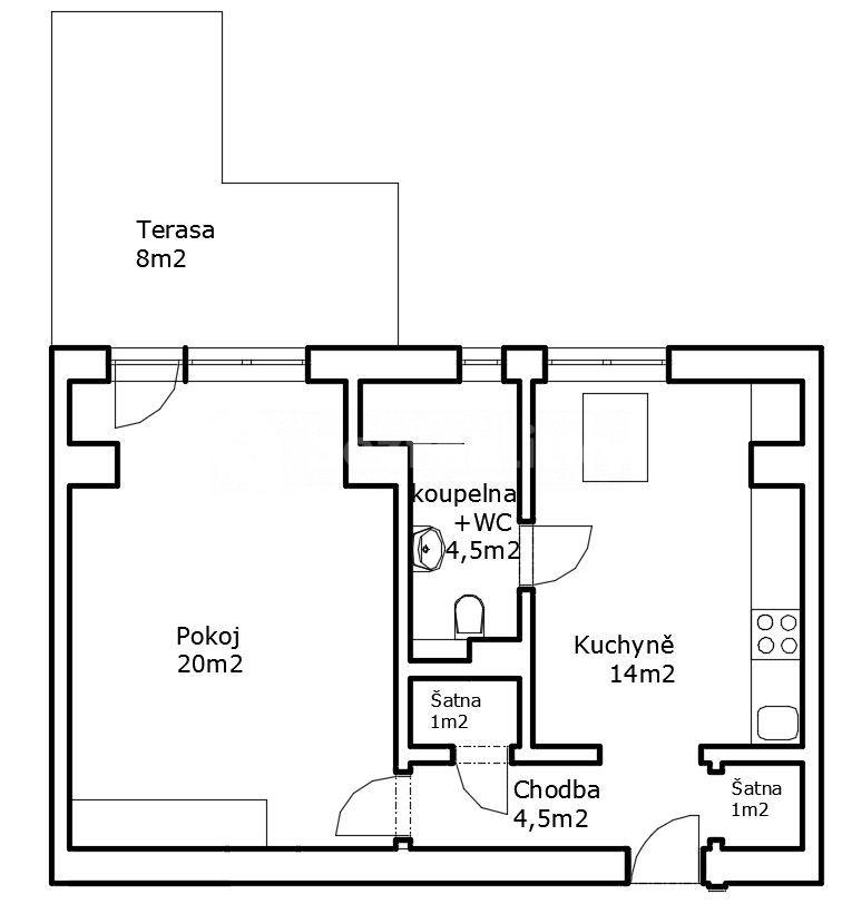 Pronájem bytu 1+1 53 m², Závodského, Brno, Jihomoravský kraj