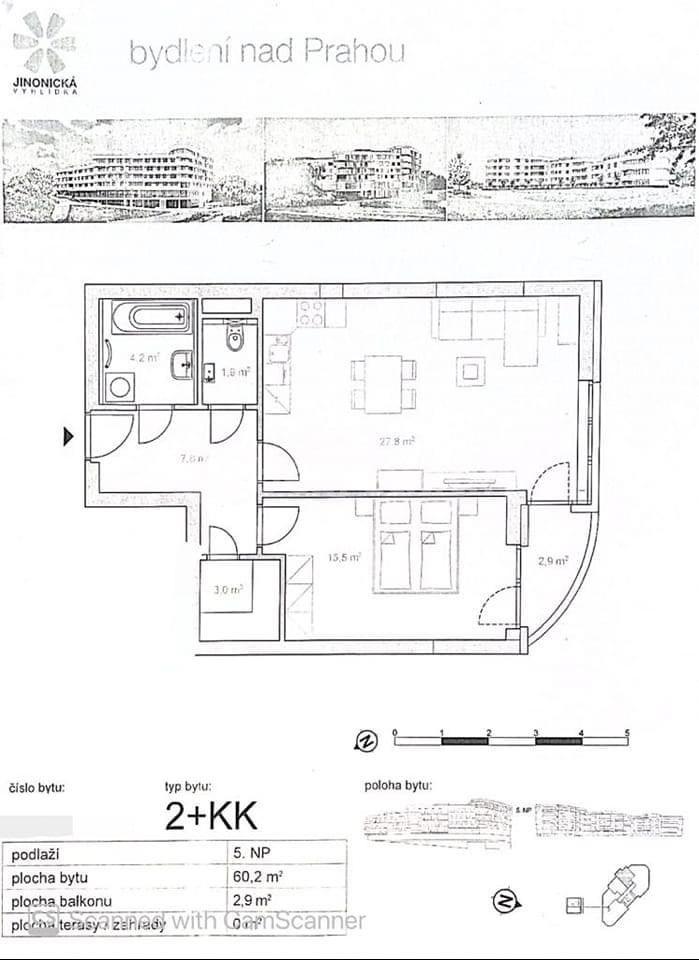 Pronájem bytu 2+kk 60 m², V Zářezu, Praha, Praha