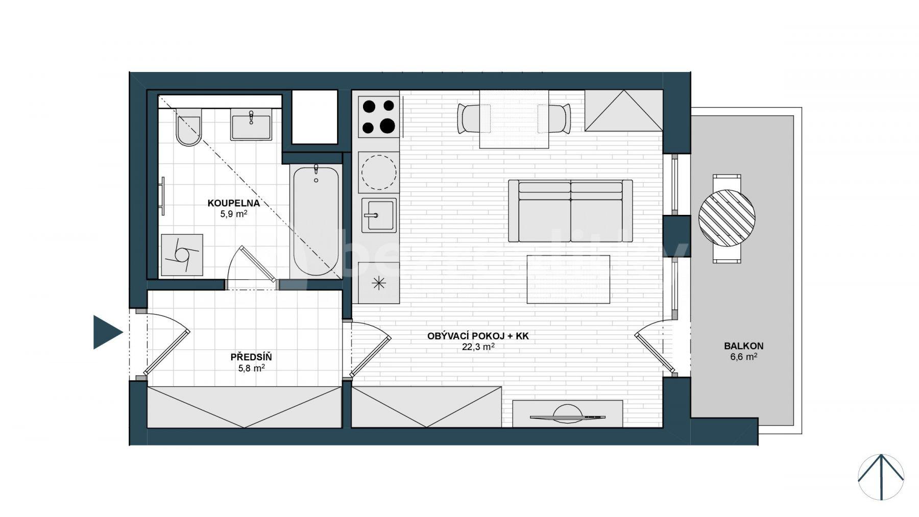 Pronájem bytu 1+kk 36 m², Saarinenova, Praha, Praha