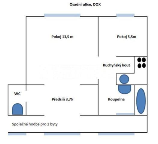 Pronájem bytu 2+kk 31 m², Osadní, Praha, Praha