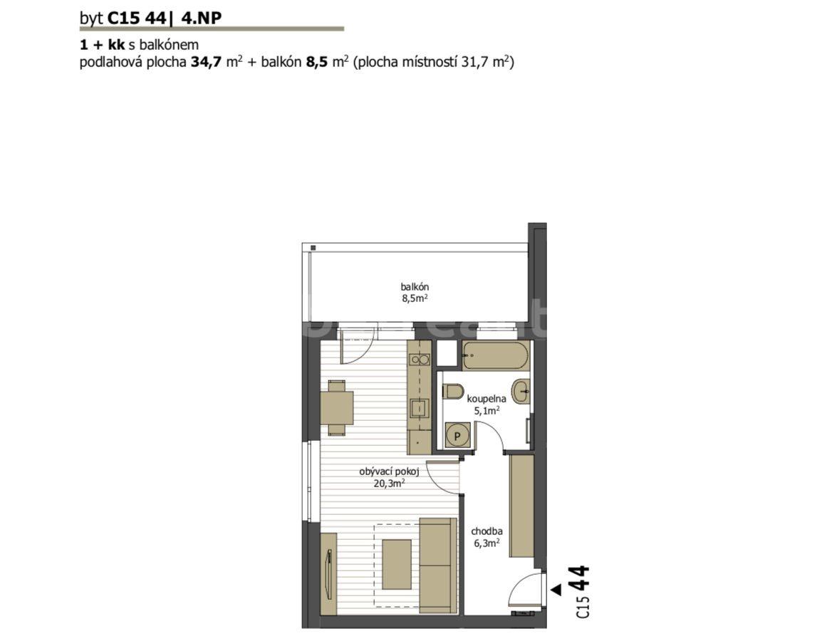 Pronájem bytu 1+kk 35 m², Armádní, Milovice, Středočeský kraj