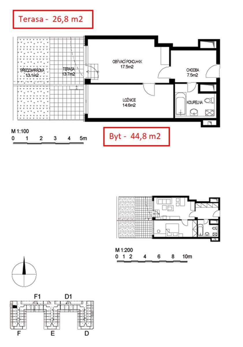 Pronájem bytu 2+kk 44 m², Voskovcova, Praha, Praha