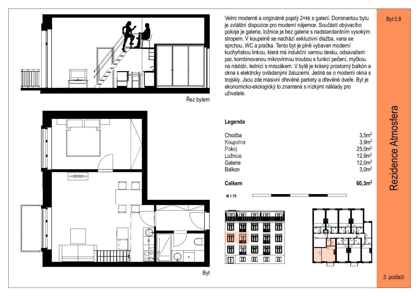 Pronájem bytu 2+kk 60 m², Ambrožova, Praha, Praha