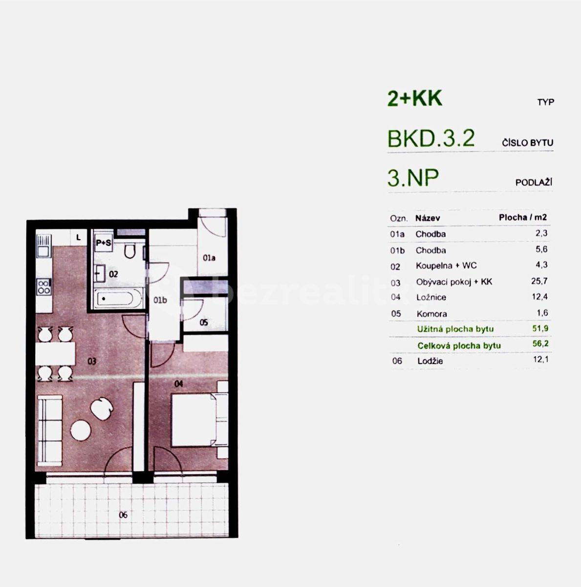 Pronájem bytu 2+kk 56 m², U Plynárny, Praha, Praha