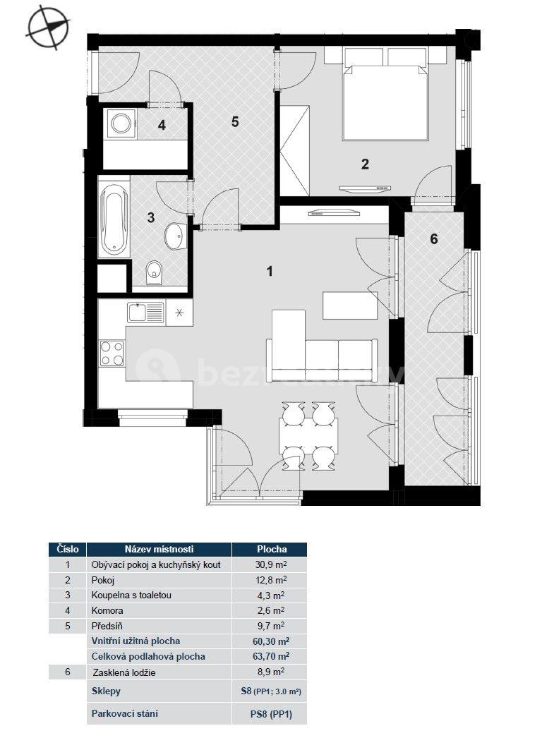 Pronájem bytu 2+kk 63 m², Toufarova, Praha, Praha