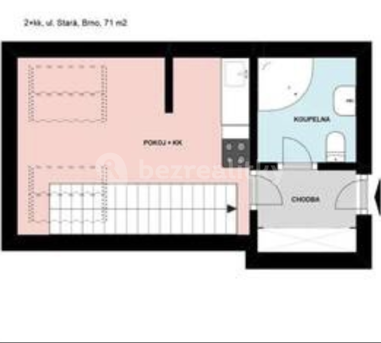 Pronájem bytu 2+kk 71 m², Stará, Brno, Jihomoravský kraj