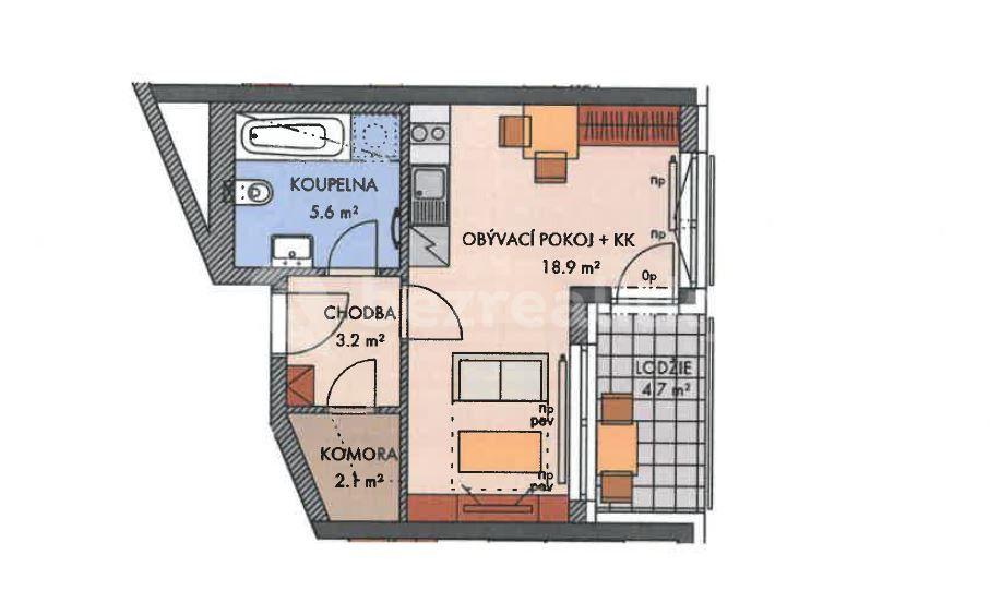 Pronájem bytu 1+kk 31 m², Baarové, Praha, Praha