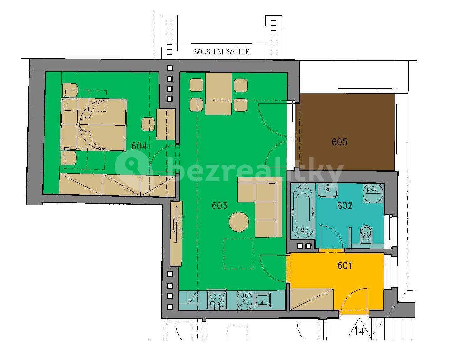 Pronájem bytu 2+kk 57 m², Šaldova, Praha, Praha