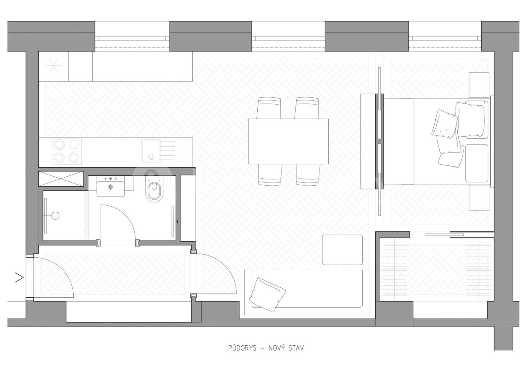 Pronájem bytu 1+kk 35 m², Krásného, Praha, Praha