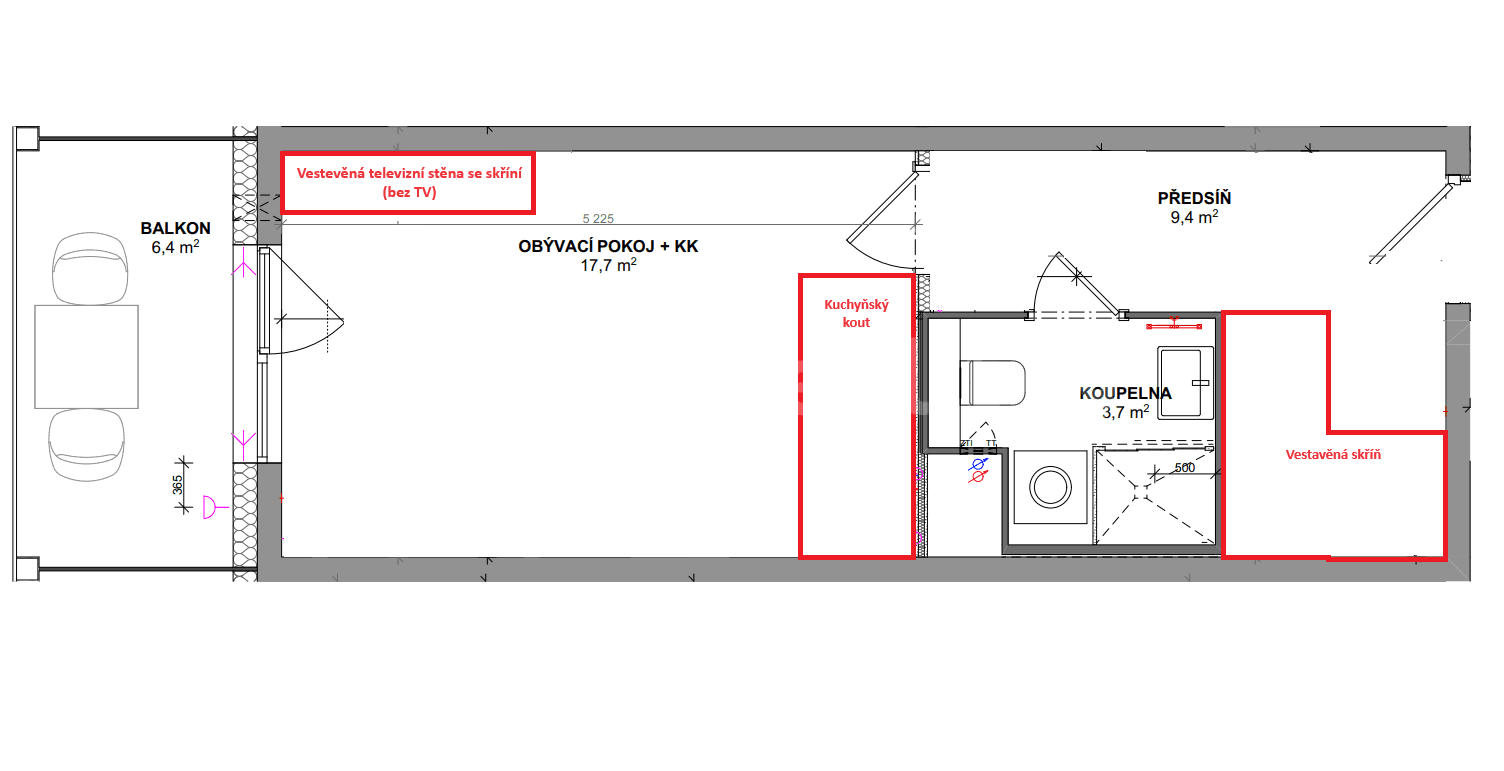 Pronájem bytu 1+kk 32 m², Milánská, Praha, Praha