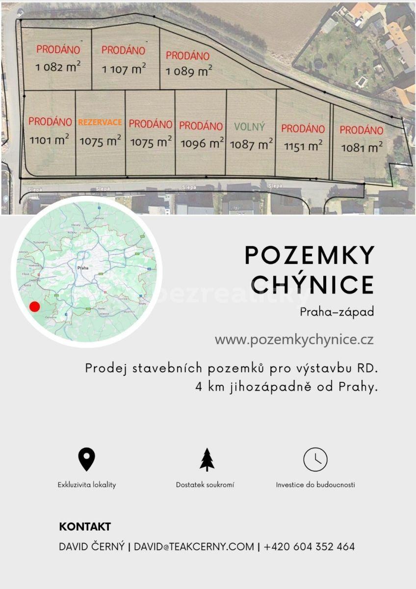 Prodej pozemku 1.087 m², Chýnice, Středočeský kraj