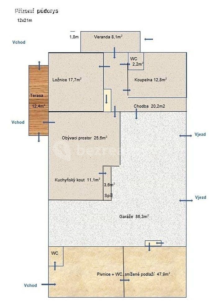 Prodej domu 320 m², pozemek 12.767 m², Za Zahradami, Březí, Středočeský kraj