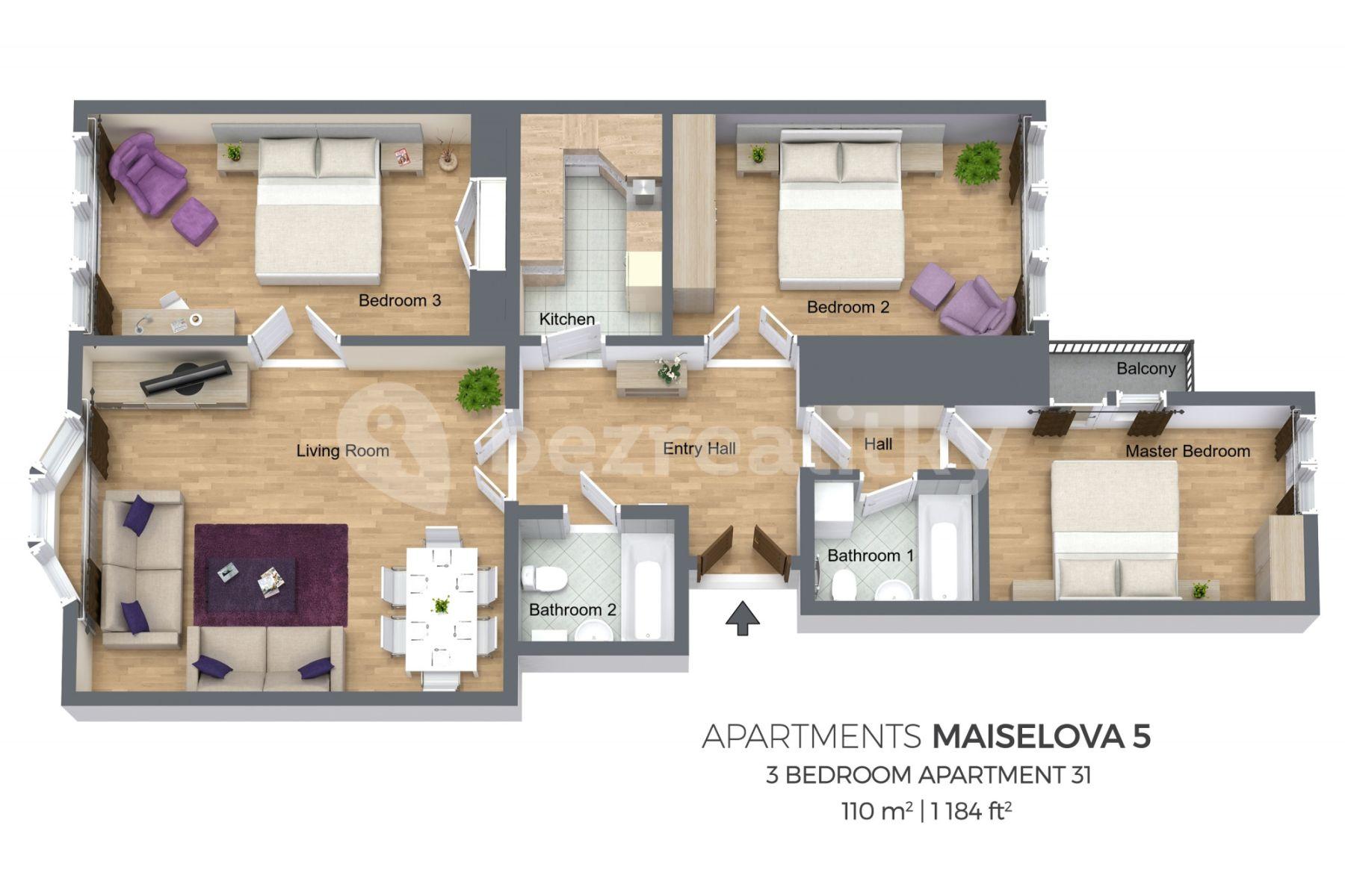 Pronájem bytu 4+1 111 m², Maiselova, Praha, Praha