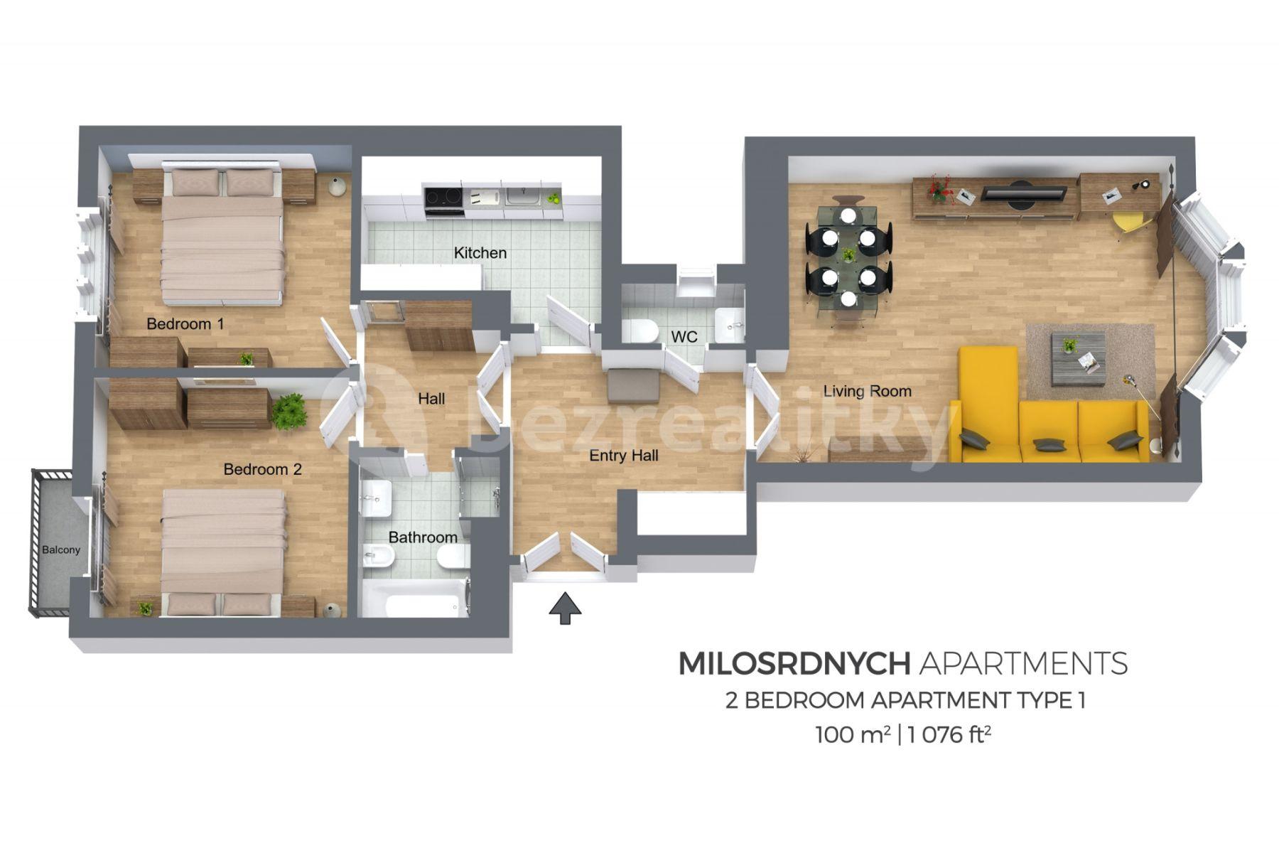 Pronájem bytu 3+1 100 m², U Milosrdných, Praha, Praha