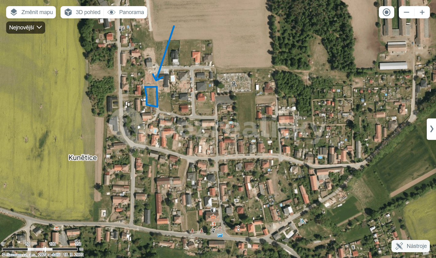 Prodej pozemku 927 m², Kunětice, Pardubický kraj