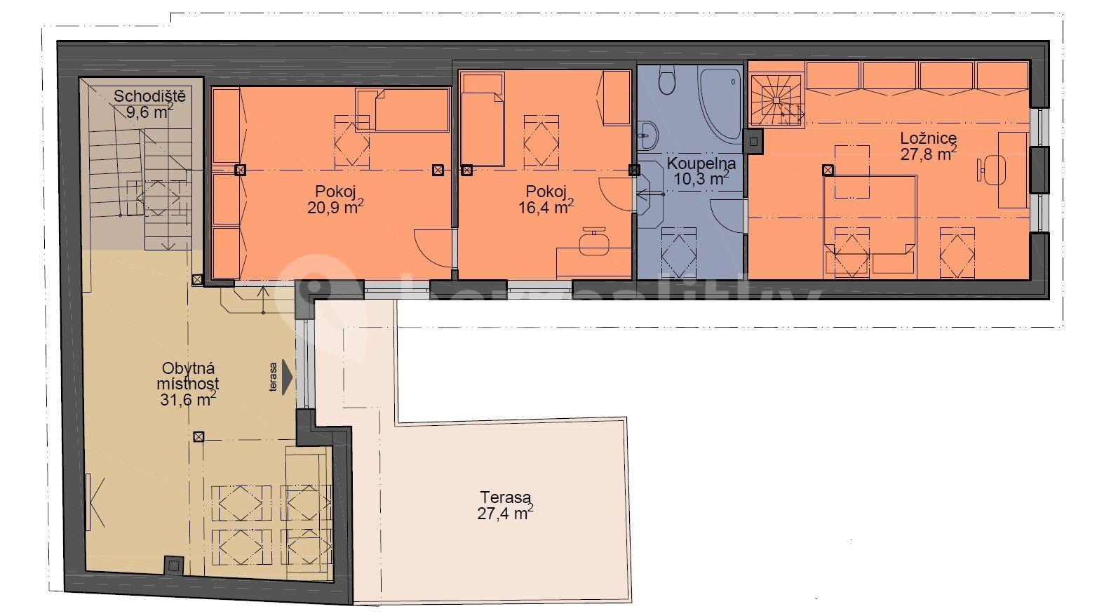 Prodej domu 264 m², pozemek 365 m², Prostřední, Březí, Středočeský kraj