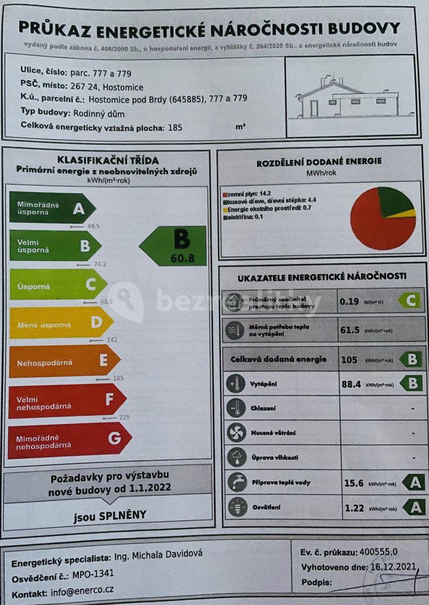 Prodej domu 160 m², pozemek 1.605 m², Bezdědická, Hostomice, Středočeský kraj