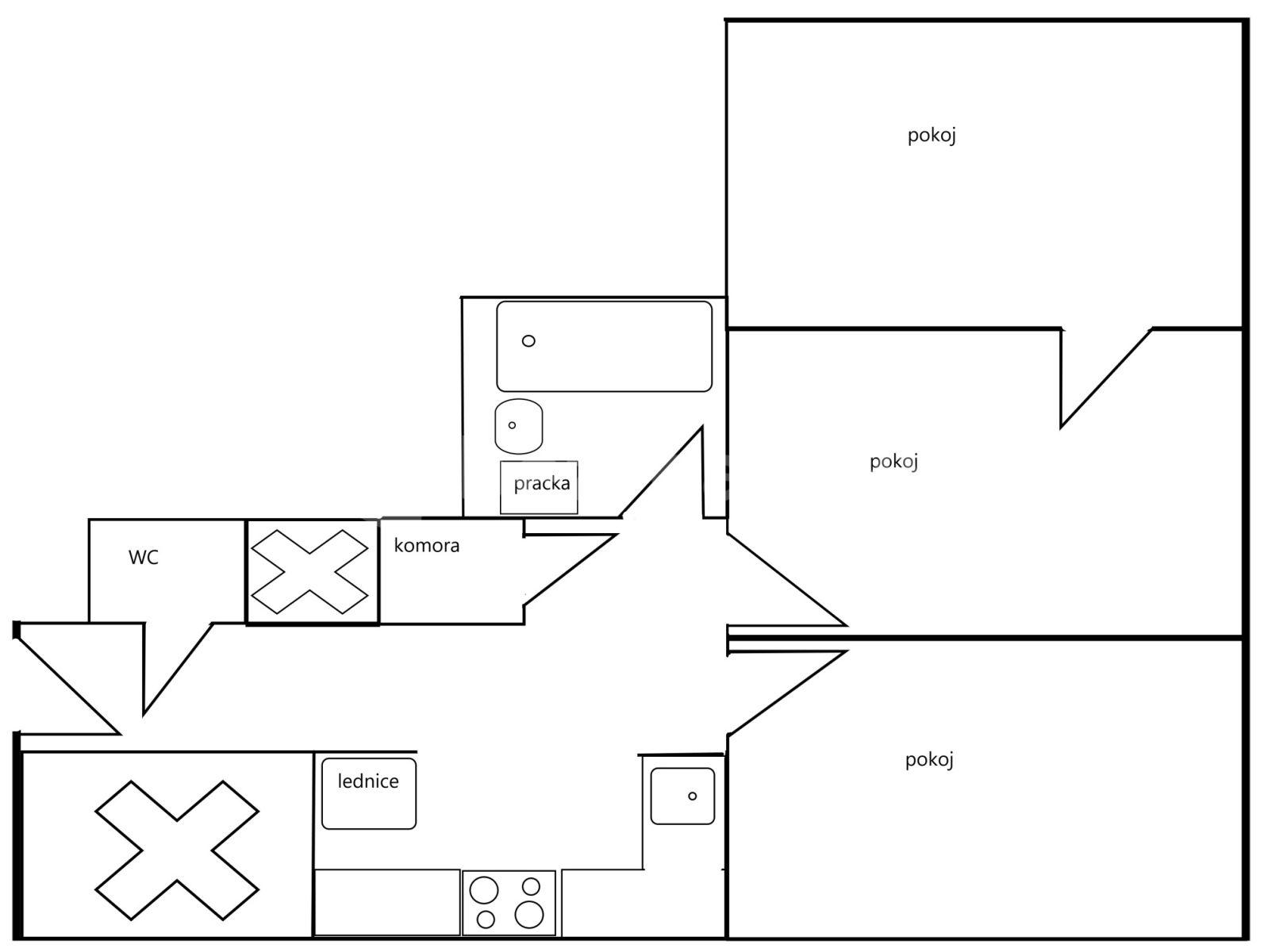 Pronájem bytu 3+kk 72 m², Vrázova, Praha, Praha