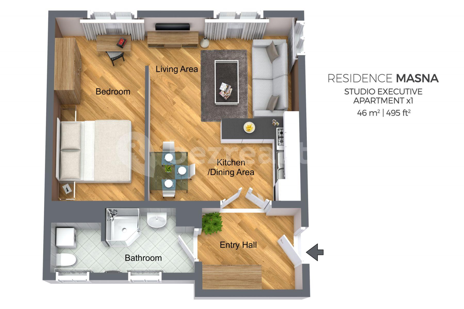 Pronájem bytu 1+kk 46 m², Masná, Praha, Praha