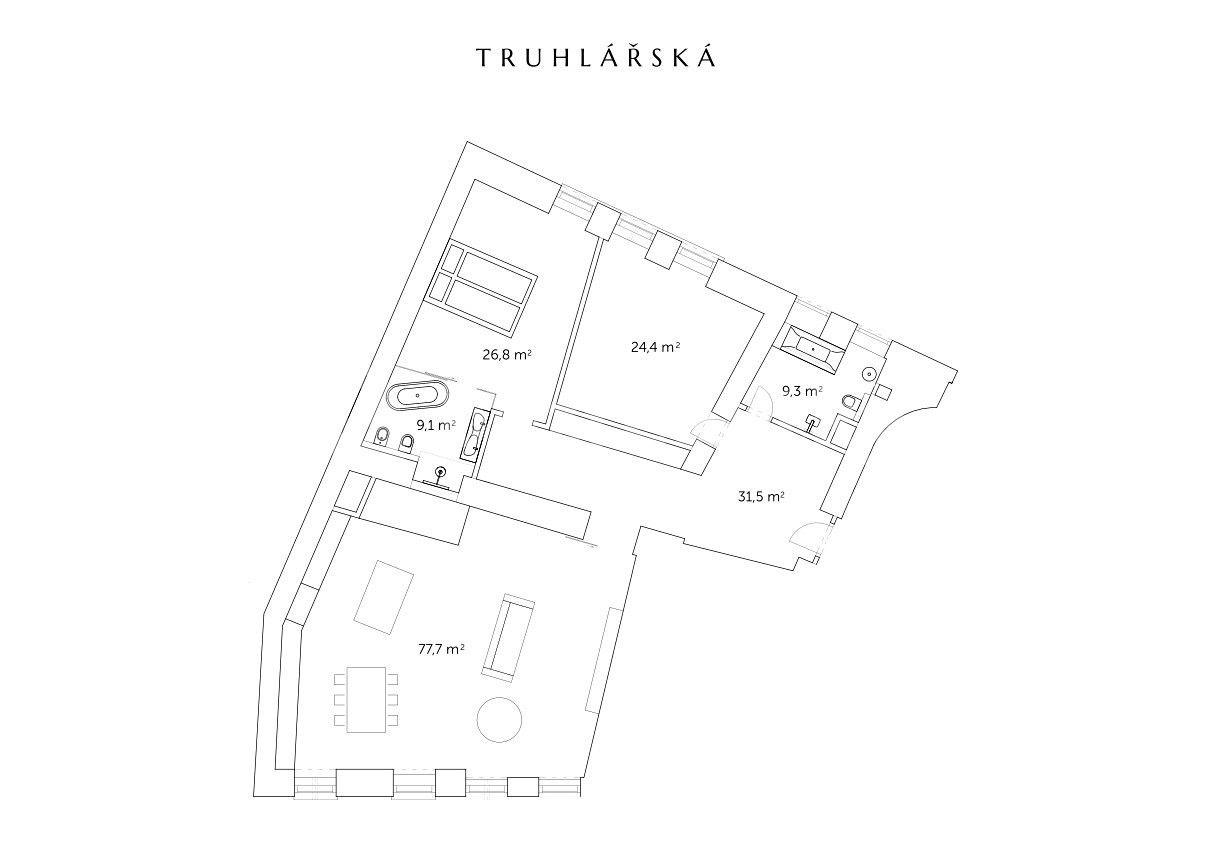 Pronájem bytu 3+1 186 m², Truhlářská, Praha, Praha