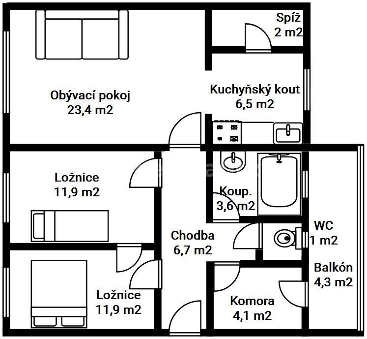 Prodej bytu 3+kk 64 m², Sladkovského, Kolín, Středočeský kraj