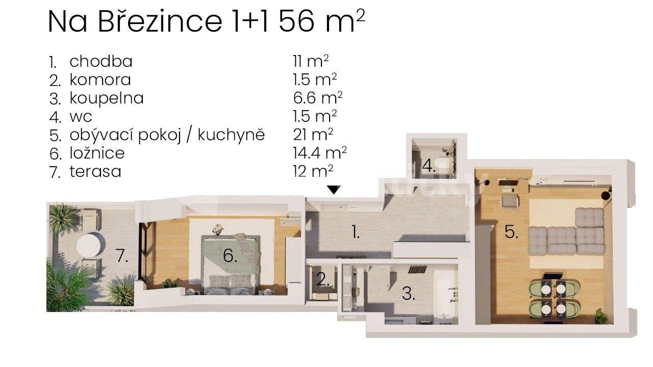 Prodej bytu 2+kk 56 m², Na Březince, Praha, Praha