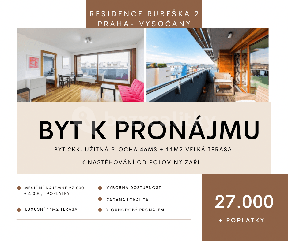 Pronájem bytu 2+kk 46 m², Paříkova, Praha, Praha