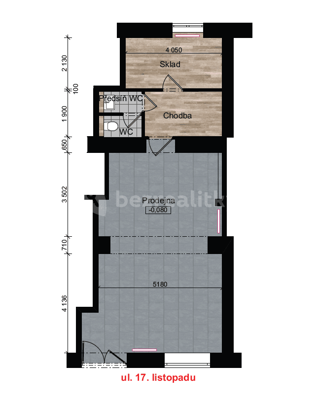 Pronájem kanceláře 61 m², 17. listopadu, Ostrava, Moravskoslezský kraj