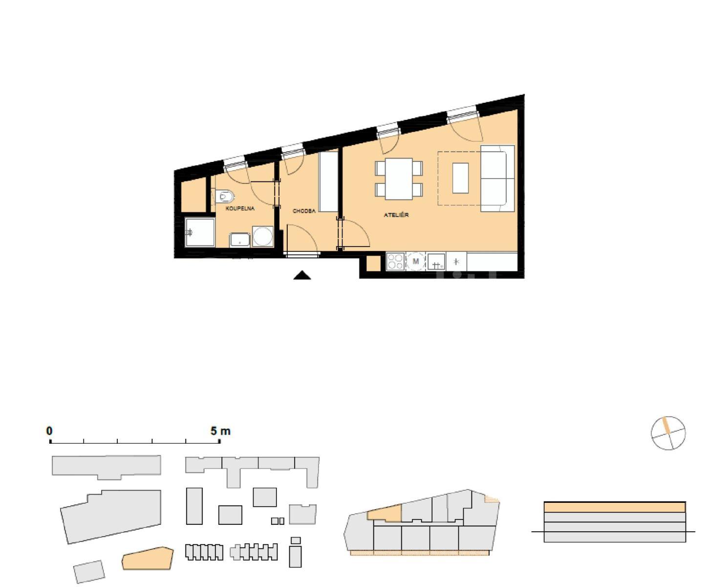 Prodej bytu 1+kk 34 m², Kyjevská, Pardubice, Pardubický kraj