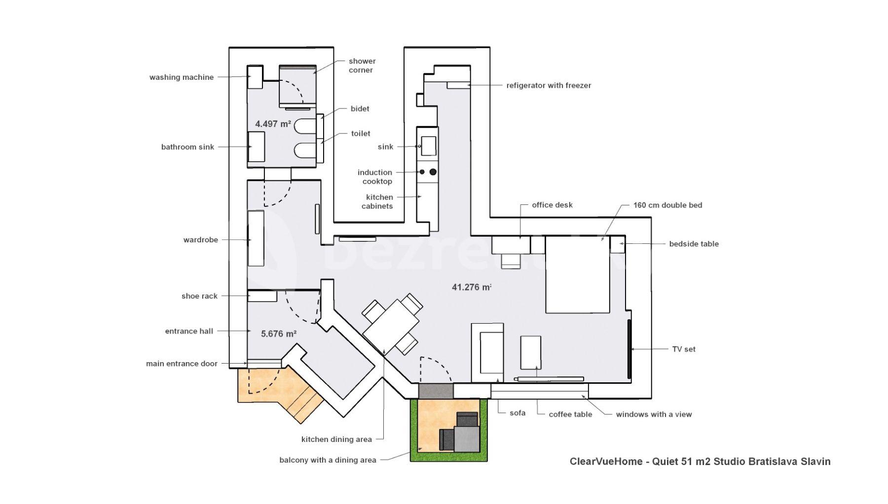 Pronájem bytu 1+1 51 m², Stará vinárska, Bratislava - mestská časť Staré Mesto, Bratislavský kraj