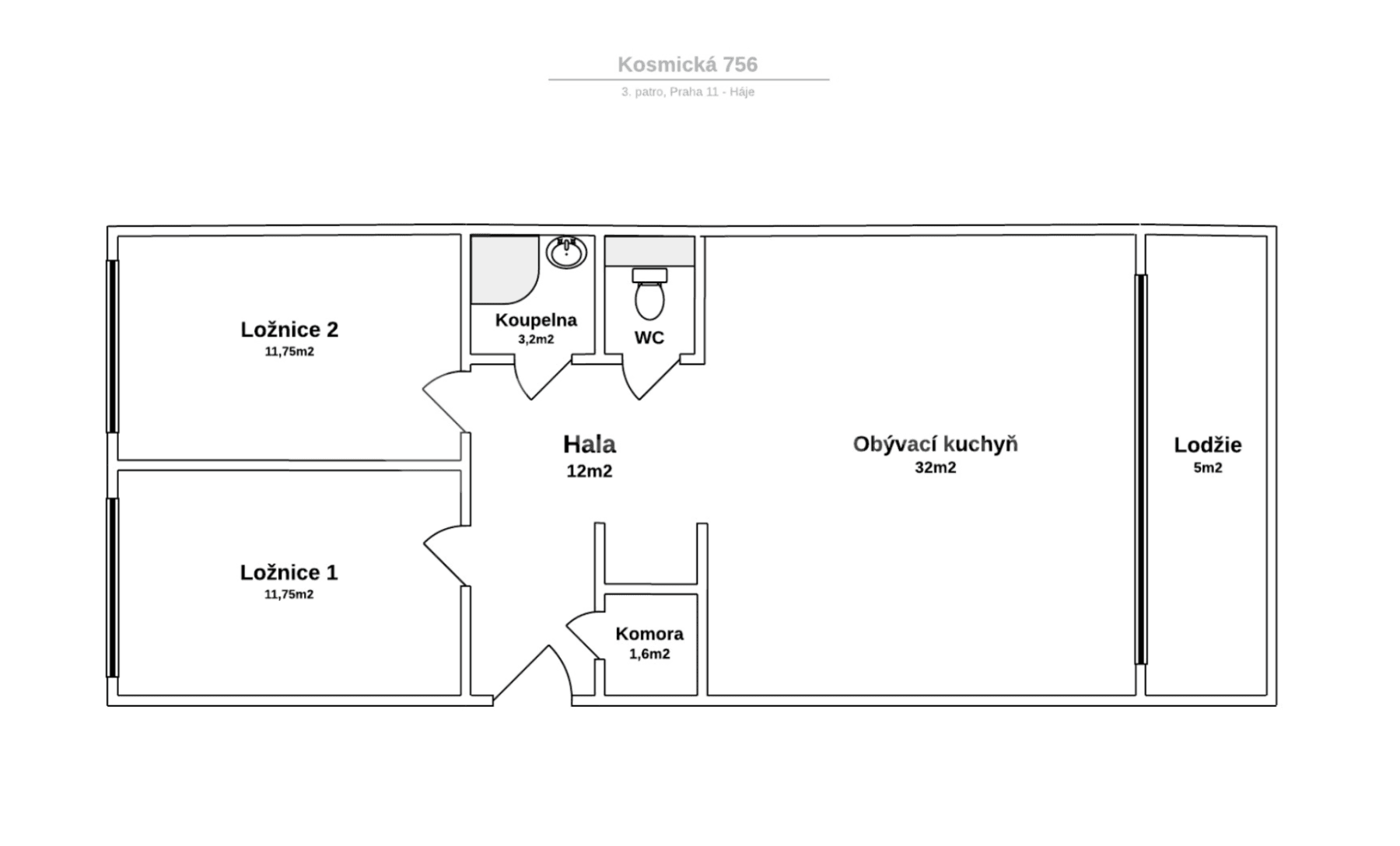 Pronájem bytu 3+kk 72 m², Kosmická, Praha, Praha