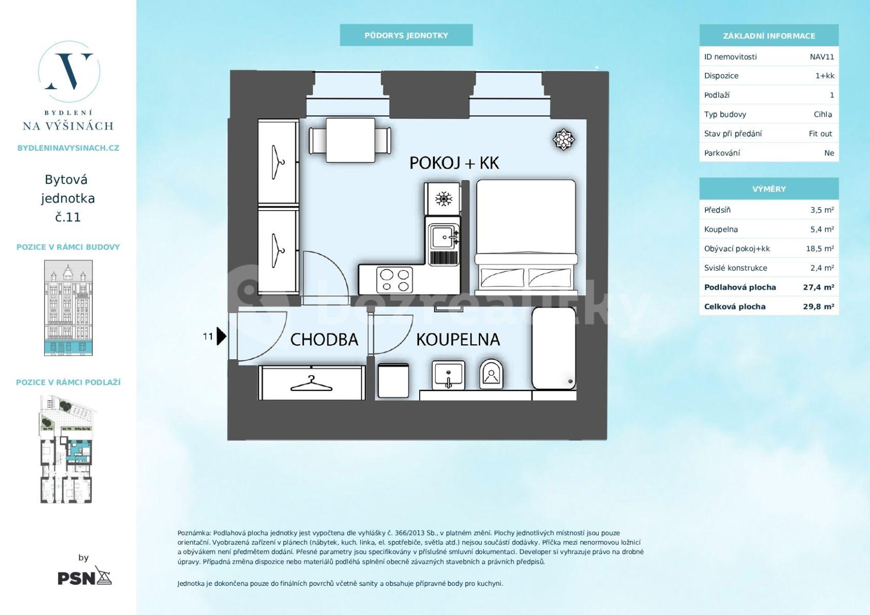 Prodej bytu 1+kk 30 m², Na Výšinách, Praha, Praha