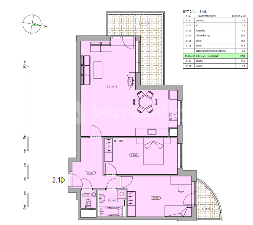 Pronájem bytu 3+kk 79 m², Wiesenthalova, Praha, Praha