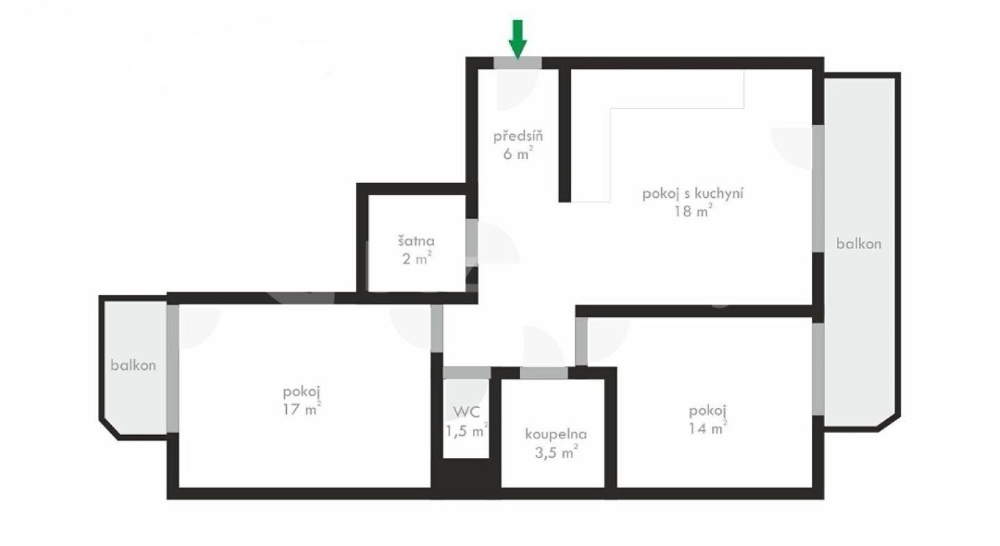 Pronájem bytu 3+kk 68 m², Cacovická, Brno, Jihomoravský kraj