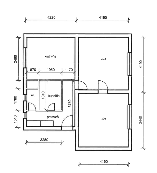 Pronájem bytu 2+1 57 m², Chalupkova, Nitra, Nitriansky kraj