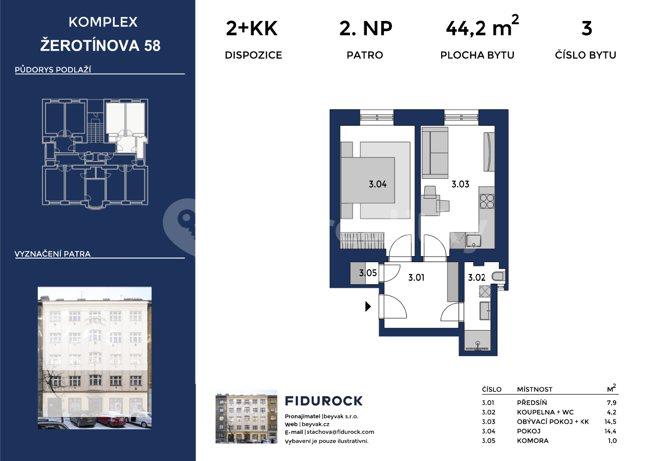 Prodej bytu 2+kk 44 m², Žerotínova, Praha, Praha