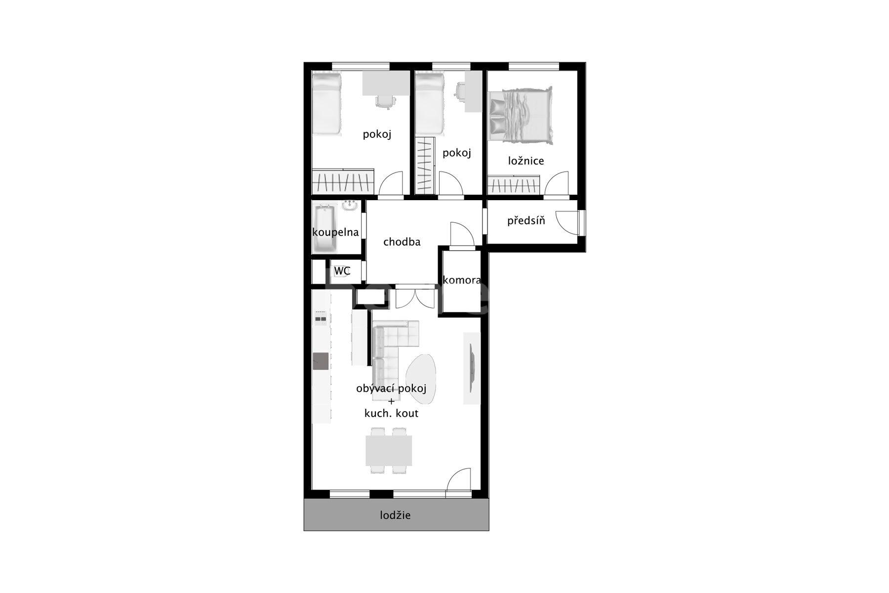 Prodej bytu 4+kk 86 m², Zborovská, Jince, Středočeský kraj