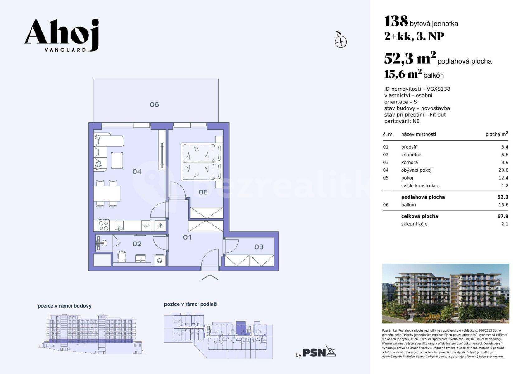 Prodej bytu 2+kk 52 m², Československého exilu, Praha, Praha